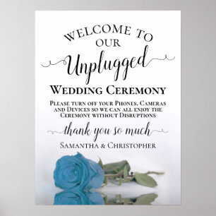 Poster Cérémonie de Mariage Turquoise Chic Unplugged Rose
