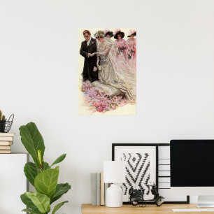 Poster Cérémonie de Mariage victorienne vintage Mariée et