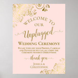 Poster Cérémonie des Mariages Blush Pink & Gold Chic Unpl