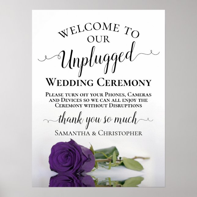 Poster Cérémonie du Mariage débranché du Rose Royal viole (Devant)