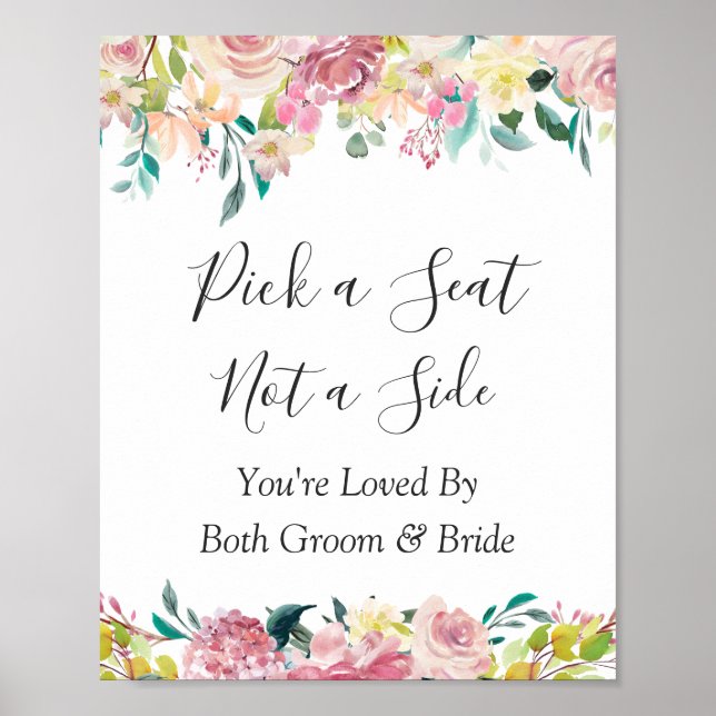 Poster Cérémonie du Mariage Pastel Floral Choisissez un s (Devant)