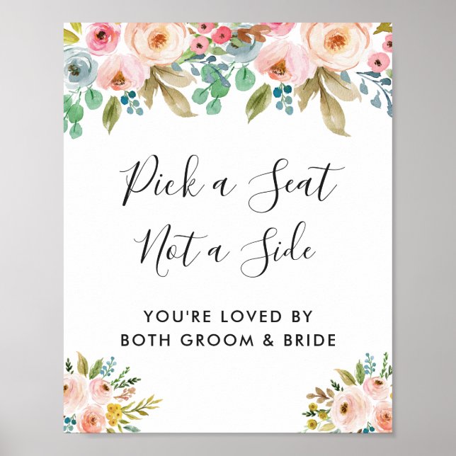 Poster Cérémonie du Mariage Pastel Floral Choisissez un s (Devant)