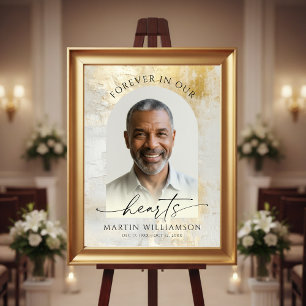 Poster Cérémonie Funéraire Photo Script Or Elegant Foreve