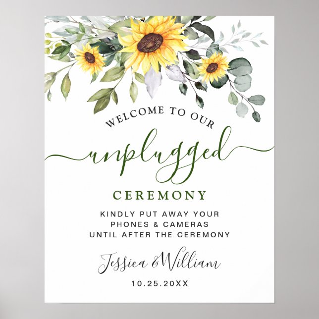 Poster Cérémonie Mariage de tournesol Eucalyptus débranch (Devant)