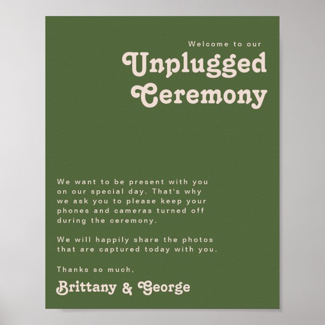 Poster Cérémonie simple de rétro Vibes Olive Green Unplug (Devant)