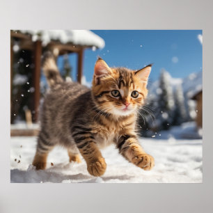 Poster *~* Cerf à neige 5:4 Chat Kitten AP68