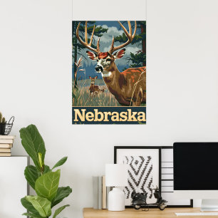Poster Cerf à queue blanche du Nebraska