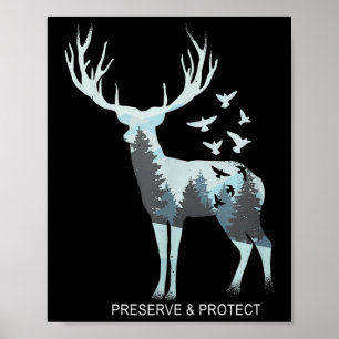 Poster Cerf - Animal de forêt naturel - Préserver & Proté