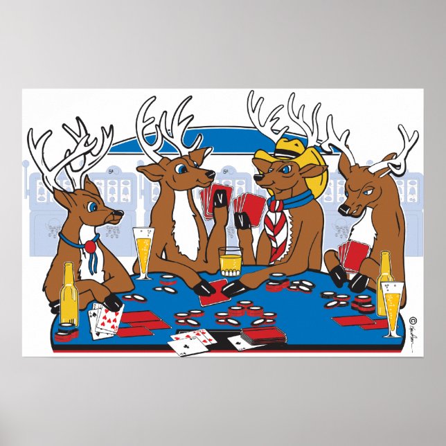 Poster Cerf au visage de poker (Devant)