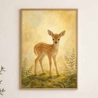 Poster Cerf dans l'affiche aquarelle fantaisiste de clair
