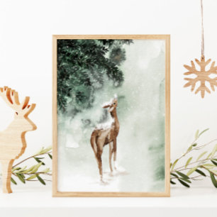 Poster Cerf d'hiver dans la neige