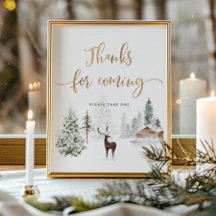 Poster Cerf d'hiver Merci d'être venu