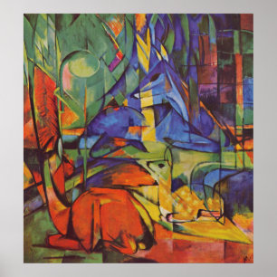Poster Cerfs communs dans la forêt Franz Marc