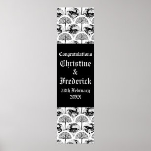 Poster Cerfs et arbres médiévaux, banne verticale décorat