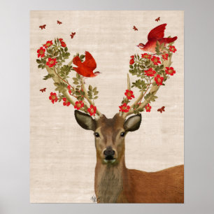 Poster Cerfs et Inséparables