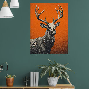 Poster Cerfs morts sur fond orange vif