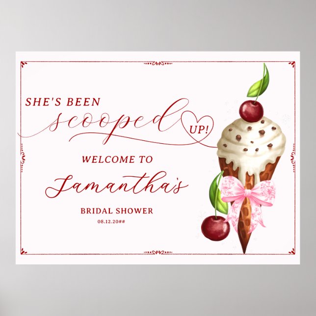Poster Cerise de crème glacée Scoopup Fête des mariées Bi (Devant)