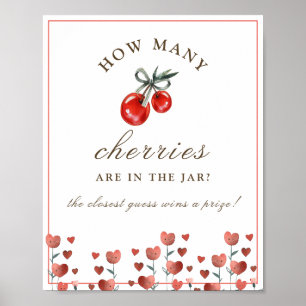 Poster Cerise Et Coeur Combien De Baby shower De Jeu