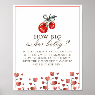 Poster Cerise Et Coeur Quel Baby shower Du Ventre Gros Je
