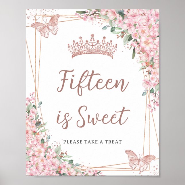 Poster Cerise Fleurs Rose Beurre d'or Sucré Treat (Devant)