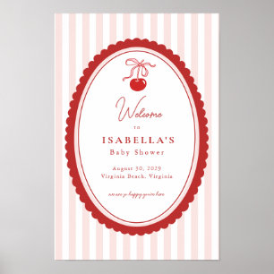 Poster Cerise sur le dessus Coquette Nœud Baby Shower Bie