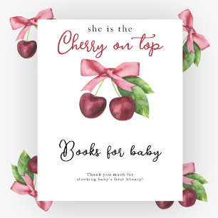 Poster Cerises arc baby shower Books pour bébé