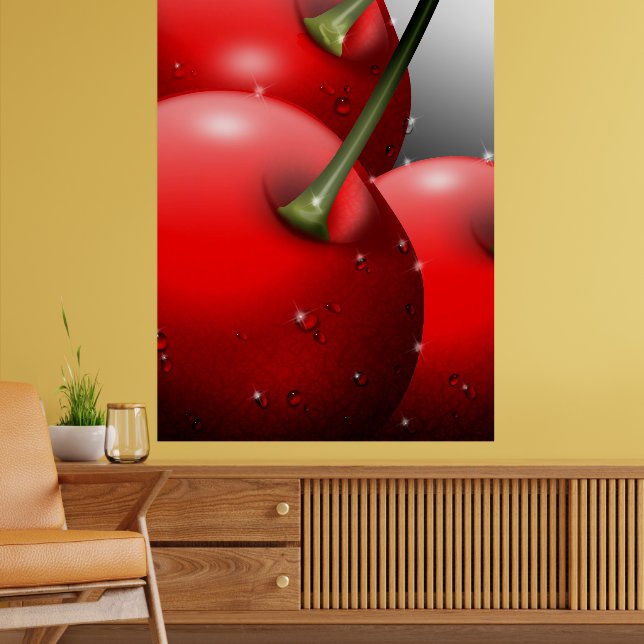 Poster Cerises avec gouttes de ragoût (Salon 2)