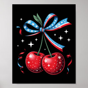 Poster Cerises du 4 juillet Coquette Nœud Cerise Patrioti