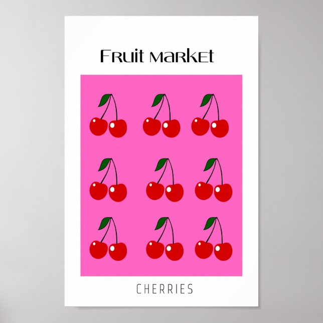 Poster Cerises du marché aux fruits (Devant)
