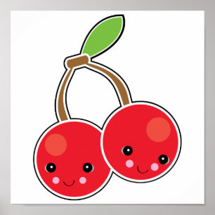 Poster cerises kawaii mignonnes