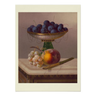 Poster Cerises, pêches et pépins de raisin