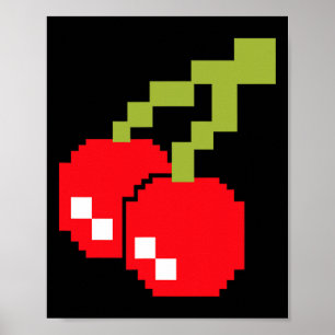 Poster Cerises Pixel Costume de jeu vidéo des années 80 F