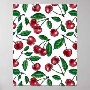 Poster Cerises rouges sur blanc