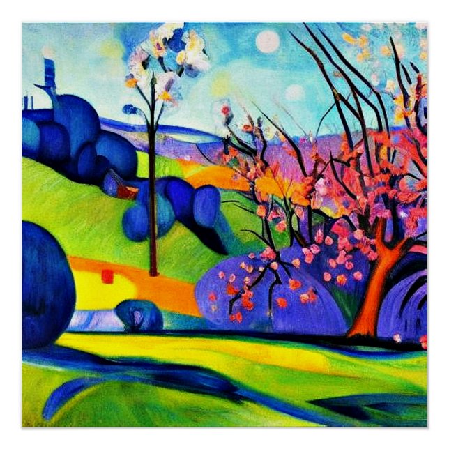 Poster Cerisier entre rochers (Devant)