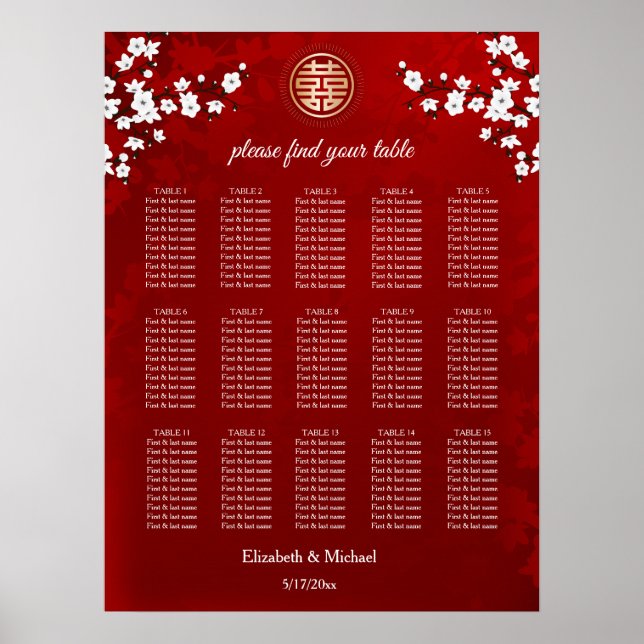 Poster Cerisier Fleur Rose Blanc | MARIAGE (Devant)