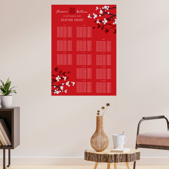Poster Cerisier Fleurs Double Xi Mariage asiatique (Salon 3)