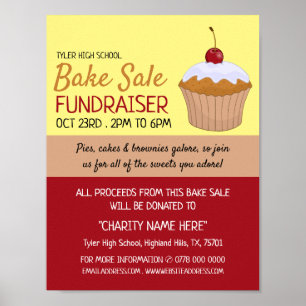 Poster Cerry Cupcake, Charity Bake Vente Événement Adv.