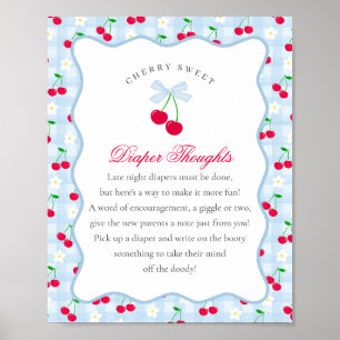 Poster Cerry Sweet Bleu Coquette Bow Pensées