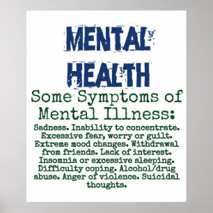 Poster Certains symptômes de la maladie mentale - Santé m