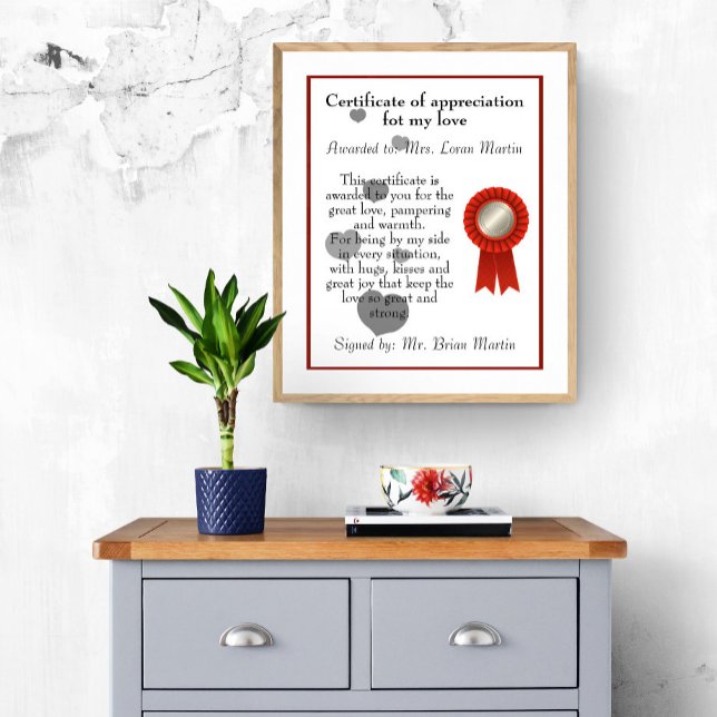 Poster Certificat Anniversaire d'Appréciation pour l'Amou (Créateur téléchargé)