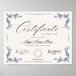 Poster Certificat d'achèvement, diplôme d'appréciation