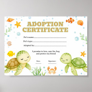 Poster Certificat d'adoption d'un animal de compagnie mod
