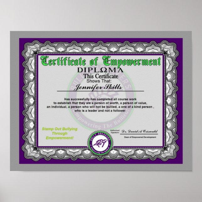 Poster Certificat d'autonomisation (Devant)