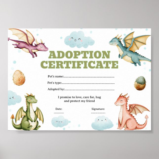 Poster Certificat de adoption d'animal de compagnie modif (Devant)