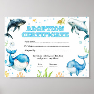 Poster Certificat de coloriage d'adoption d'un animal de