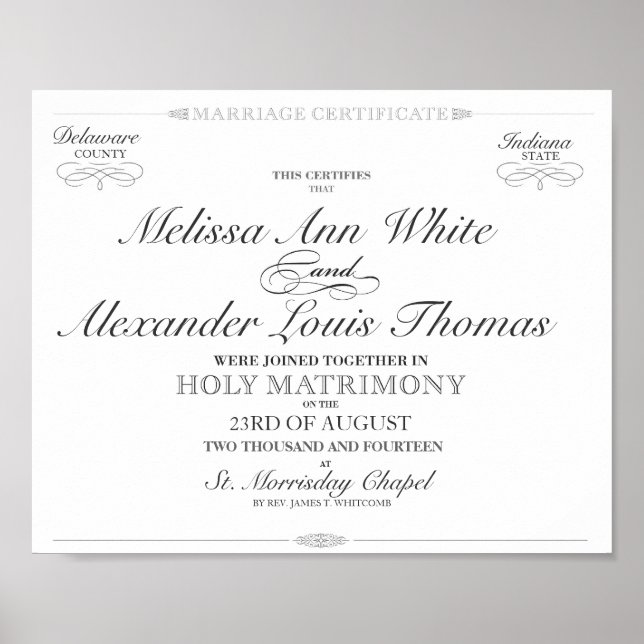 Poster Certificat de mariage (Devant)
