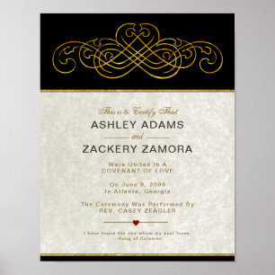 Poster Certificat de Mariage contemporain victorien orné