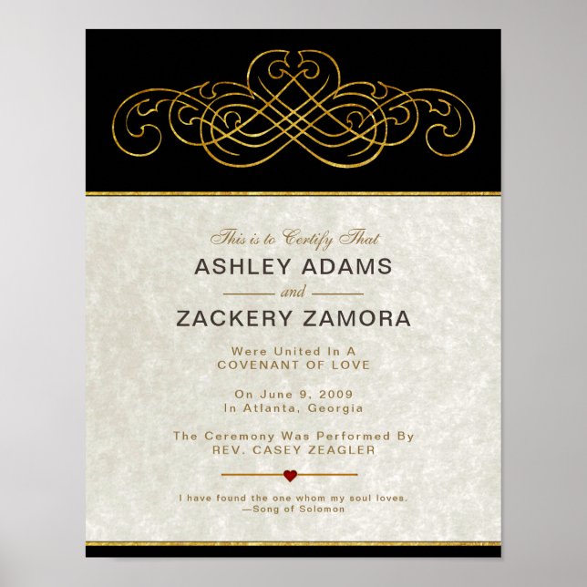 Poster Certificat de Mariage contemporain victorien orné (Devant)