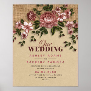 Poster Certificat de Mariage de dentelle florale d'engage