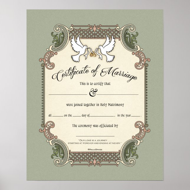 Poster Certificat de Mariage de mariage (Devant)